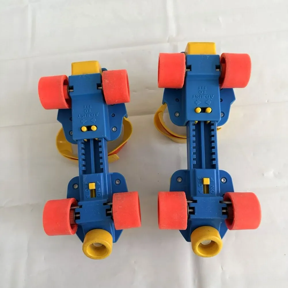 Vtg 80s Fisher Price 1-2-3 Grow With Me Roller Skates Adjustable Kids Yellow